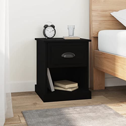 MOBCANT Nachttisch, Nachttischschrank Sofatisch Nachtkästchen Nightstand Geeignet für Schlafzimmer Wohnstube Schlafsaal Wohnung Schwarz 39x39x47,5 cm Holzwerkstoff