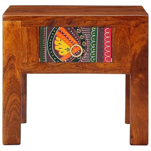 Eleganz Nachttisch aus Massivholz Akazie 40x40x36 cm - Moderner Beistelltisch für Schlafzimmer & Wohnbereich, Langlebig & Stilvoll