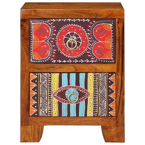 Nachttisch aus Massivholz Akazie 35x35x45 cm - Schlafzimmer Sideboard mit modernem Design, langlebig & stabil - Platzsparende Kompakte Größe für kleine Räume