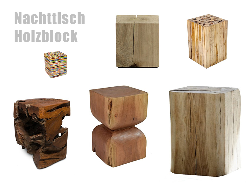 Nachttisch im Holzblock Design